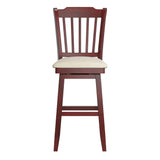 Homelegance By Top-Line Juliette Slat Back Bar Height Wood Swivel Bar Stool Red Rubberwood