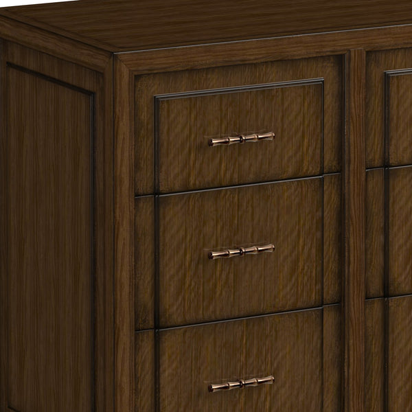 A.R.T. Furniture Eave 9 Drawer Dresser - Elegant Break Front Design In Quartered Walnut With Gold Faux Bamboo Hardware Brown Material(S), Poplar And Parawood Solids,Walnut Veneer 336131-1860