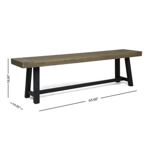English Elm Acacia Slatted Outdoor Dining Bench Set of Two Solid Hardwood Patio Seating 63086.00GRY