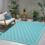 Christopher Knight Home® - Noble House - Safi 7'10" X 10' Outdoor Area Rug, Teal and Ivory