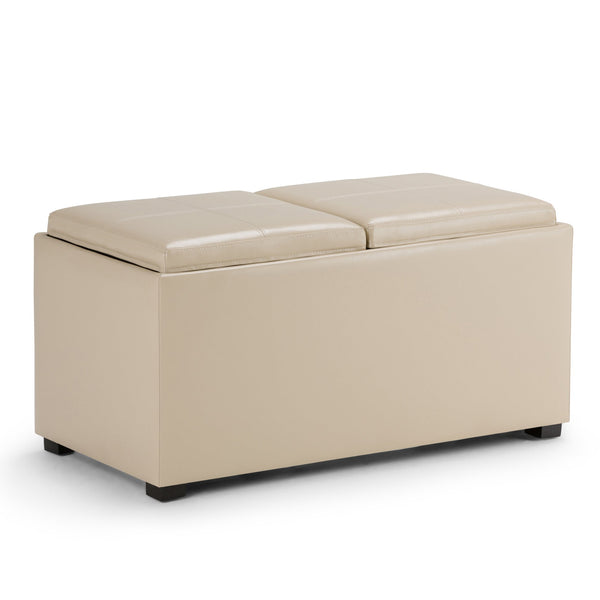 English Elm Avalon 5-Piece Storage Ottoman Set In Satin Cream - Versatile Seating & Hidden Storage Solution B136P159758