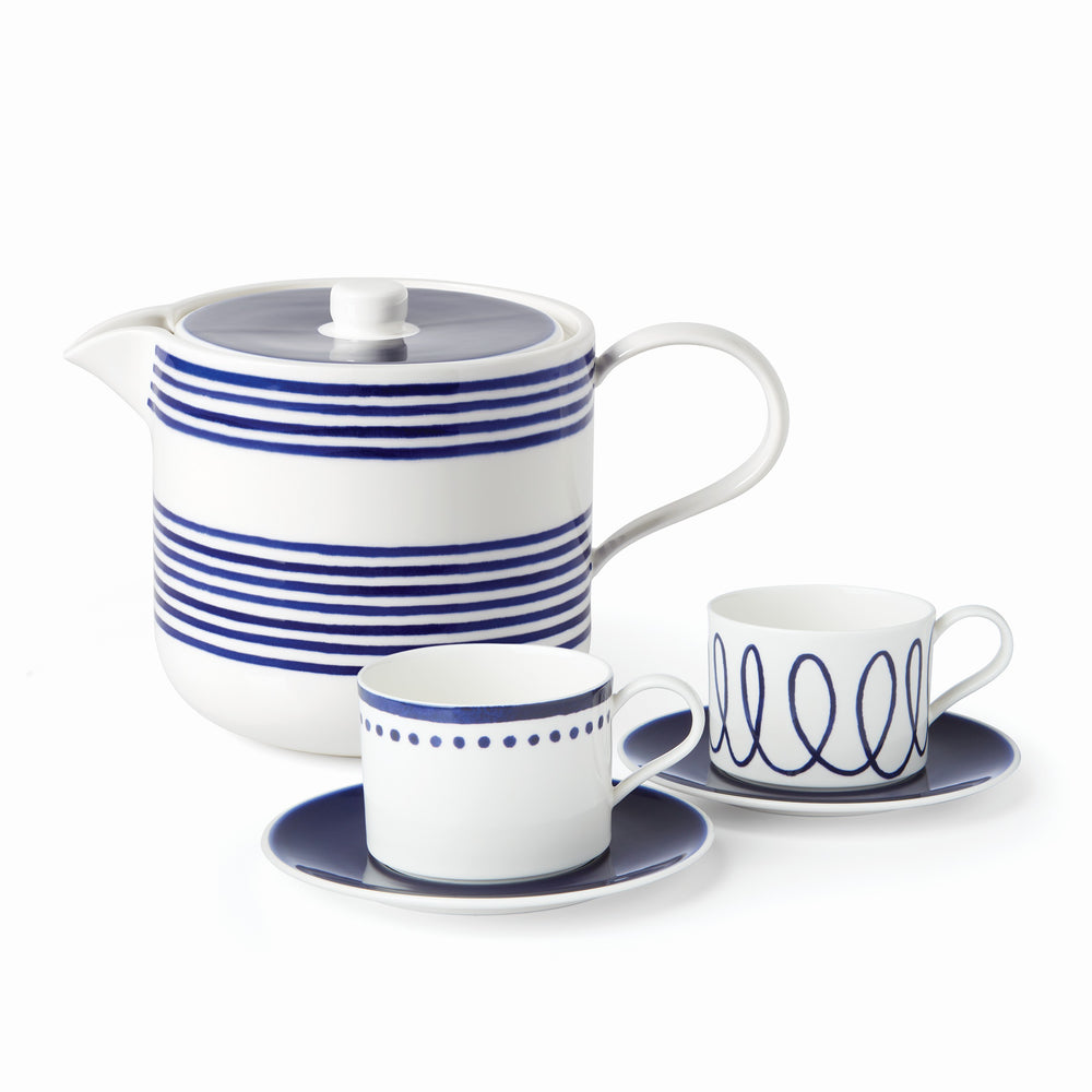 Lenox Kate Spade Charlotte Street 5-Piece Tea Set Blue, WHITE PORCELAIN 894288