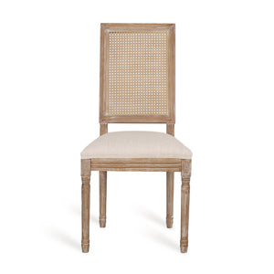English Elm Dining Chair Set of Two with Cane Back Fluted Legs and Upholstered Seat French Style 71238.00BGENTL