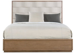 Hooker Furniture Sonnet Sculpted Wave-Headboard Queen Bed With Savile Oatmeal Upholstery And White Oak Veneers 88.75 L x 79.50W x 66.00H 6072-90866-85