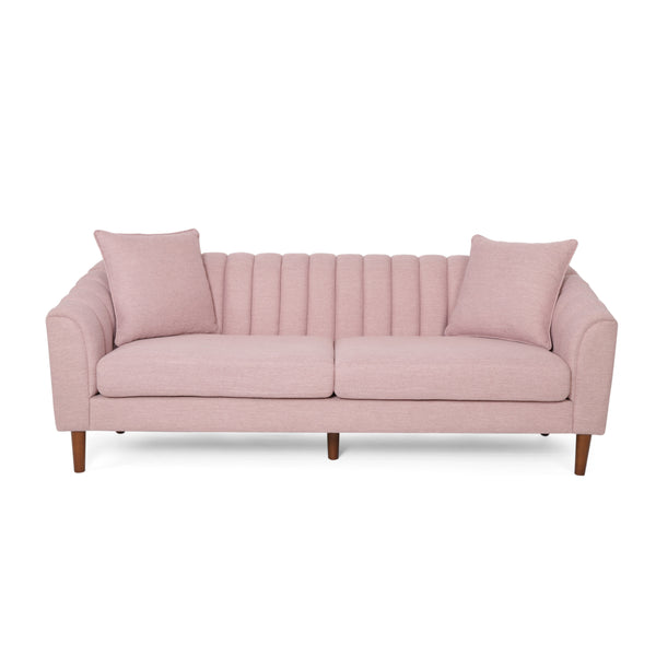English Elm Christopher Knight Home® - 3-Seater Sofa In Blush Fabric - Contemporary Design With Tufted Accents And Cozy Pillows For Comfort 66957.00ALBLSH_66957.00BLBLSH
