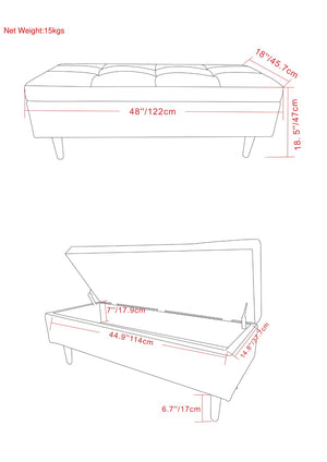 English Elm Shay Mid Century Rectangular Storage Ottoman - Versatile Tufted Bench In Distressed Faux Leather B136P159259-GIGA
