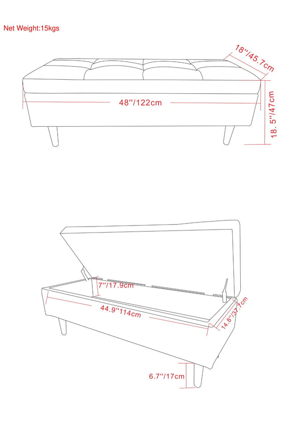 English Elm Shay Mid Century Rectangular Storage Ottoman - Versatile Tufted Bench In Distressed Faux Leather B136P159259-GIGA