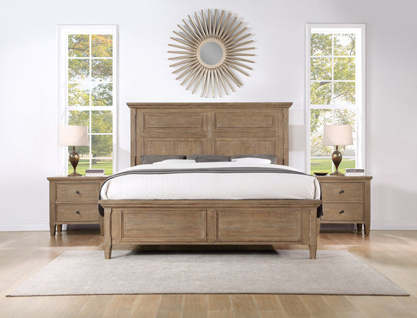 English Elm Steve Silver - Riverdale Rustic King Bed Dark Brown – Hand-Stained Driftwood Wood, Beveled Panels & Tapered Legs B081S00211