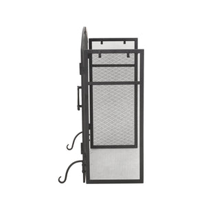 English Elm Christopher Knight Home® - FOLDING Iron Fireplace Screen with Doors & 4-Piece Tool Set, Matte Black Camelback Frame, 50.5" wide 67301.00