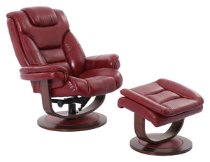 Parker House Parker Living Monarch - Rouge Manual Reclining Swivel Chair and Ottoman Rouge Top Grain Leather with Match (X) MMON#212S-ROU