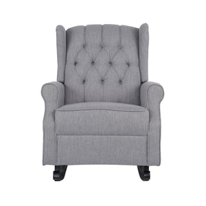 English Elm Christopher Knight Home® - ROCKING Chair Grey Fabric Wingback with Button-Tufted Diamond Stitch, Birch Rockers for Cozy Relaxation 72153.00GRY