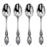 Oneida Wordsworth Stainless Steel Dinner Spoons, Set of 4, Mirror Finish, Floral Detail