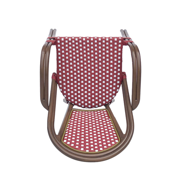 English Elm Bistro Wicker Outdoor Dining Chairs Set of Two with Rust Resistant Aluminum Frame Patio 72905.00RED