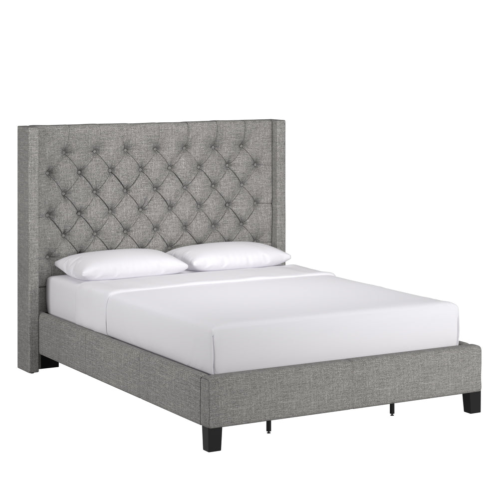 Homelegance By Top-Line Thorin Wingback Button Tufted Bed Grey Linen