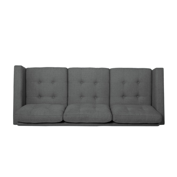 English Elm Christopher Knight Home® - 3-Seater Modern Fabric Sofa - Dark Grey, Elegant Button-Tufted Design, Durable & Stylish For Living Spaces 66890.00A_66890.00B