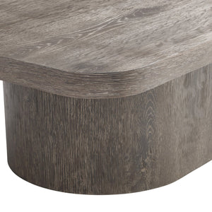 Bernhardt Bernhardt Sculptural Dama Cocktail Table In Wire-Brushed Brun Oak With Cantilevered Sloped Base & Casters 548018