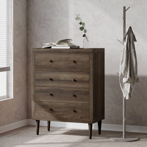 English Elm Christopher Knight Home® - NORDIC Walnut 4-Drawer Chest with Faux Wood MDF & Rubberwood Legs — Durable, Stylish Storage, 31" W 71145.00WALN