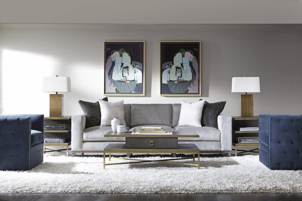 Bernhardt Bernhardt Noel Sofa — Made-To-Order 100"W Three-Seater With Feather-Down Cushions, Tapered Legs P7327A