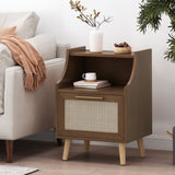 Christopher Knight Home® Contemporary End Table with Hutch, Walnut & Antique Gold Finish