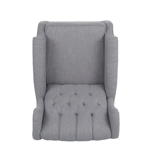 English Elm Christopher Knight Home® - ROCKING Chair Grey Fabric Wingback with Button-Tufted Diamond Stitch, Birch Rockers for Cozy Relaxation 72153.00GRY