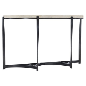 Bernhardt Bernhardt Berkshire Laminated Stone Console Table With Twisted Aged Pewter Steel Base, 54"W 405910