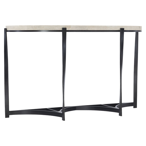 Bernhardt Bernhardt Berkshire Laminated Stone Console Table With Twisted Aged Pewter Steel Base, 54"W 405910