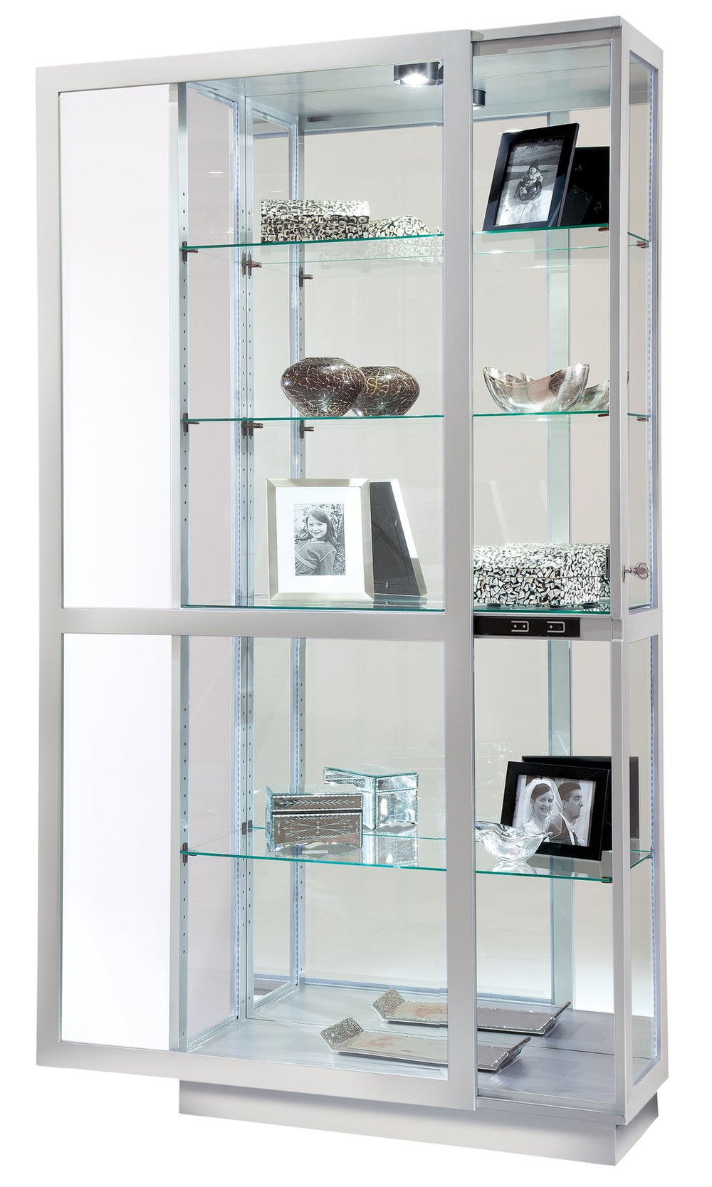 Hekman Furniture 680576 Jayden Ii Curio Cabinet - Elegant Lighted Display For Collectibles With Adjustable Shelves Silver Jayden Ii Curio Cabinet 680576