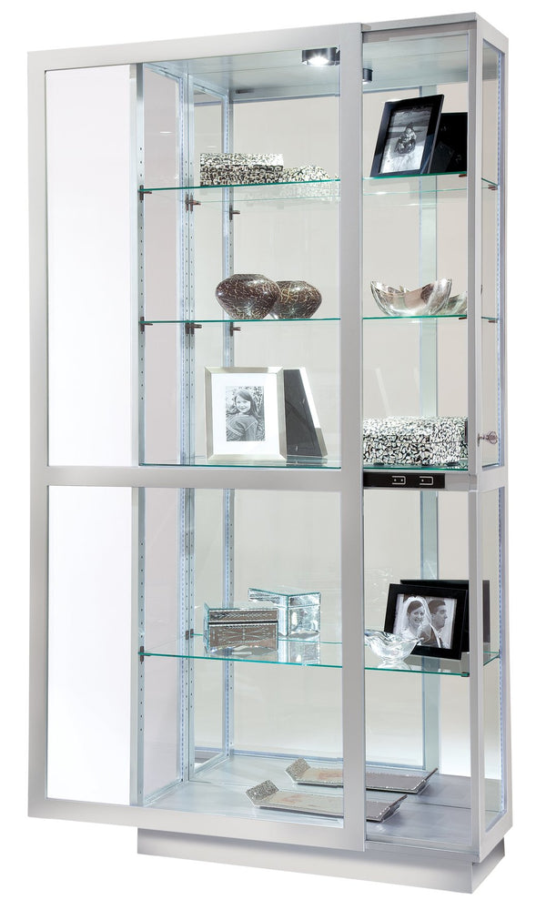 Hekman Furniture 680576 Jayden Ii Curio Cabinet - Elegant Lighted Display For Collectibles With Adjustable Shelves Silver Jayden Ii Curio Cabinet 680576