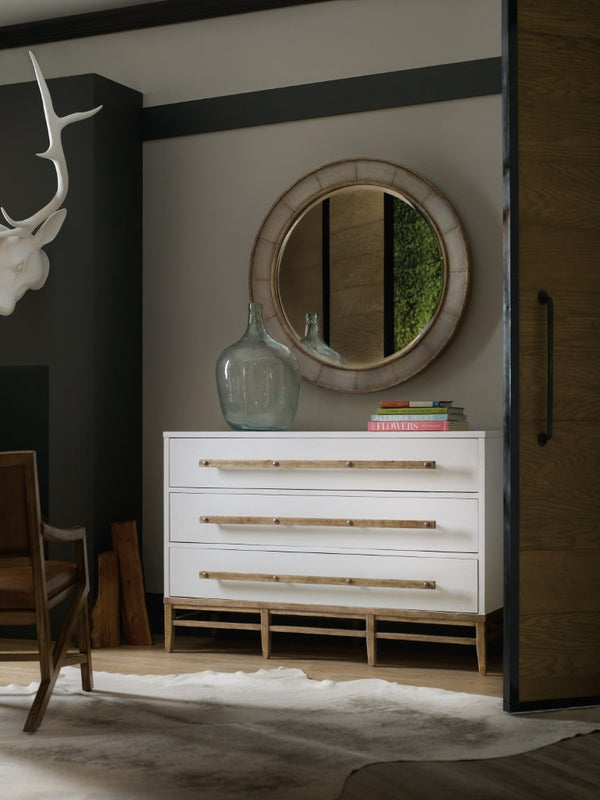 Hooker Furniture Urban Cedar-Lined Three-Drawer Chest With White Plaster Top, Light Maple Base, Rustic Hardware 1620-90101-WH