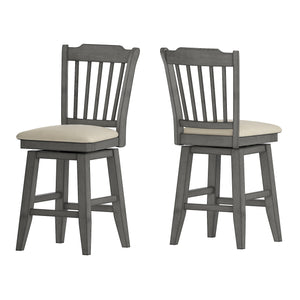 Homelegance By Top-Line Juliette Slat Back Counter Height Wood Swivel Chair Grey Rubberwood