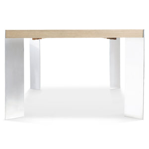 Bernhardt Bernhardt Modulum Dining Table With Sahara Veneer Top, Polished Stainless Angled Legs, Extensible 315222