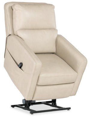 Hooker Furniture Flynn Ivory Semi-Aniline Leather Power Recliner With Lift Assist, Usb, Adjustable Headrest & Lumbar RC611-PHLL4-010