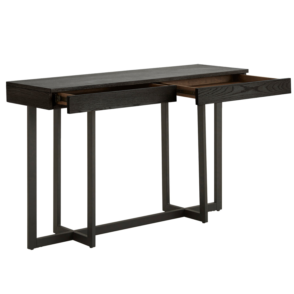 Homelegance By Top-Line Saskai Wood Finish Sofa Table with Two Drawers Black MDF