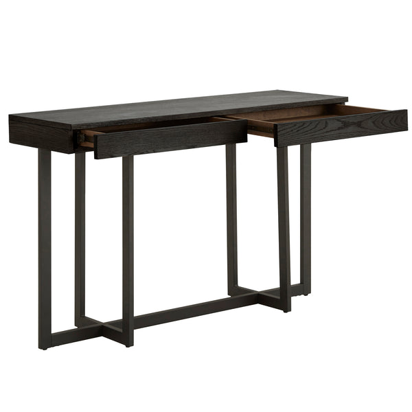 Homelegance By Top-Line Saskai Wood Finish Sofa Table with Two Drawers Black MDF