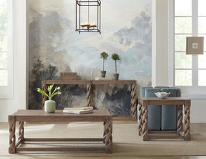 Hooker Furniture Commerce End Table With Turned Twisted Legs, Paned Veneer Top & Peg Accents For Timeless Charm Medium Wood 7228-80204-85