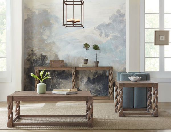 Hooker Furniture Commerce End Table With Turned Twisted Legs, Paned Veneer Top & Peg Accents For Timeless Charm Medium Wood 7228-80204-85