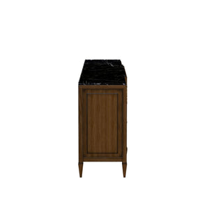 A.R.T. Furniture Eave Traditional Breakfront Credenza In Quartered Walnut With Gold Faux Bamboo Handles & Tapered Legs Brown Material(S), Poplar And Parawood Solids,Walnut Veneer 336252-1860