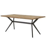 Homelegance By Top-Line Amala Wood Finish and Black Metal Base Dining Table Light Pine Veneer