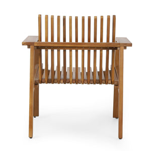 English Elm Outdoor Acacia Slatted Club Chairs Set of 2 Teak Finish Patio Lounge Seating 71921.00WTC