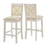 Homelegance By Top-Line Delroy Cane Accent X-Back Counter Height Stools (Set of 2) White Rubberwood