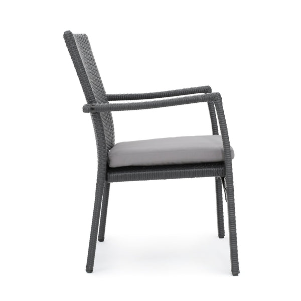 English Elm Christopher Knight Home® - CORSICA Wicker KD Dining Chair with Water-Resistant Removable Cushion — Stylish Outdoor Seating for Patios Grey 37.5 L x 21.5 W x 10.25 H 56424.00GRY
