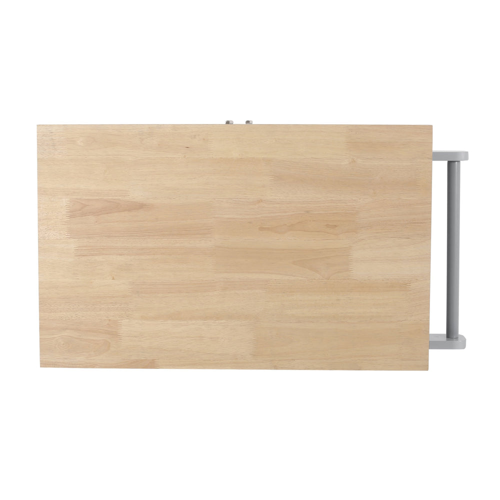 English Elm Christopher Knight Home® - Kitchen Island Cart Grey with Solid Rubberwood Top, Mobile Storage Cabinet, Drawer, Towel Rack, Wheels 67795.00NATGRY