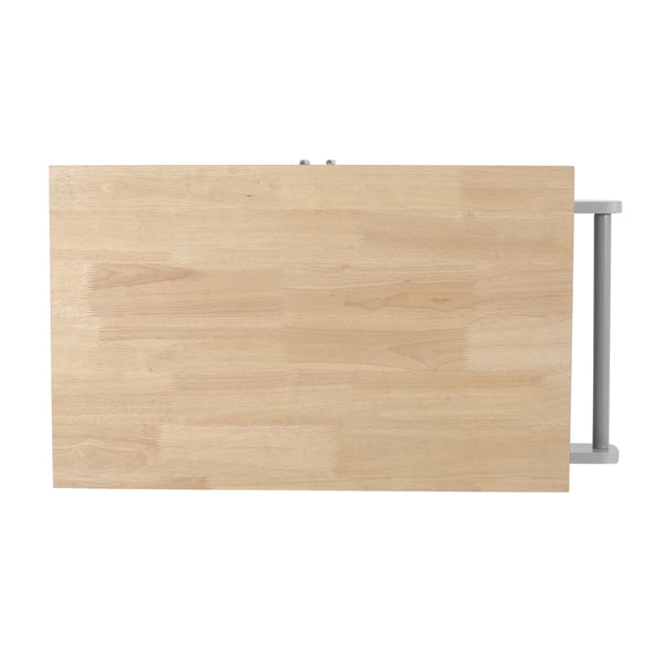 English Elm Christopher Knight Home® - Kitchen Island Cart Grey with Solid Rubberwood Top, Mobile Storage Cabinet, Drawer, Towel Rack, Wheels 67795.00NATGRY