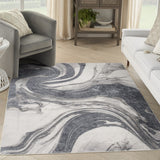 Nourison Astra Machine Washable ASW15 Machine Made Power-loomed Borderless Design Indoor Only Modern  Rug Ivory Grey, Ivory Grey 100% Polyester 99446977908