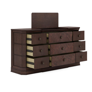 A.R.T. Furniture Revival Traditional Dresser In Napa Mahogany - 9 Drawers, Hidden Storage, Elegant Design & Craftsmanship Brown Rubberwood Solids,Quarter Mahogany Veneer,Resin,Metal 328131-1730