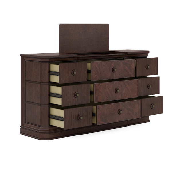 A.R.T. Furniture Revival Traditional Dresser In Napa Mahogany - 9 Drawers, Hidden Storage, Elegant Design & Craftsmanship Brown Rubberwood Solids,Quarter Mahogany Veneer,Resin,Metal 328131-1730