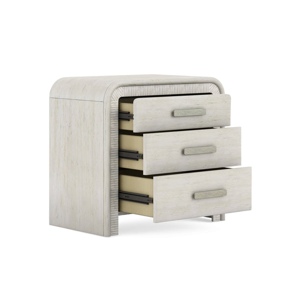 A.R.T. Furniture Ashlar Coastal Modern Nightstand With Usb Ports, 3 Drawers, And Unique Rippling Stone Texture Finish Beige Parawood Solids,Birch Veneers,Resin,Metal 333141-2250