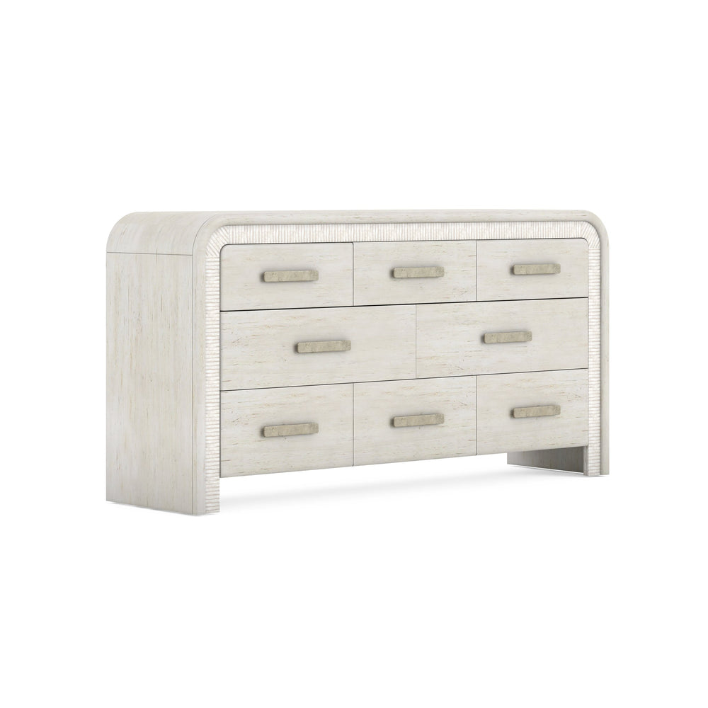 A.R.T. Furniture Ashlar Dresser: Coastal Modern Elegance With 8 Drawers, Cedar Lined Bottom, And Unique Rippling Texture Beige Parawood Solids,Birch Veneers,Resin,Metal 333130-2250