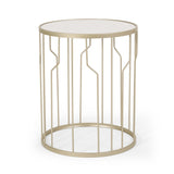 Christopher Knight Home® - Noble House - Redden Modern Glam Faux Marble Side Table, White and Champagne Silver