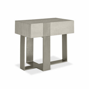 Bernhardt Bernhardt Tempo Nightstand With Wire-Brushed Oak, Satin Nickel Aluminum Base, Soft-Close Drawer & Usb Charging 346219L